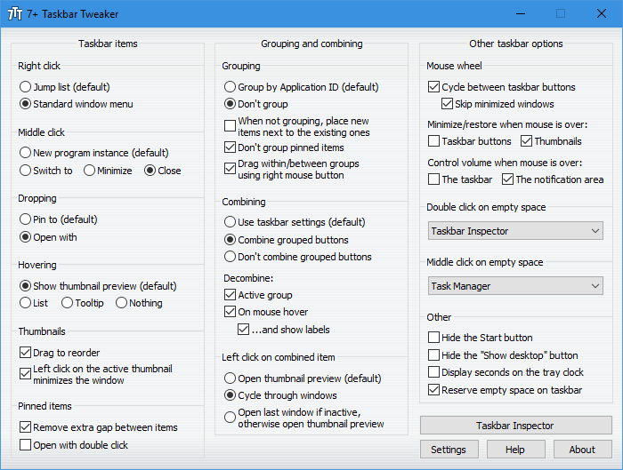 download the last version for android 7+ Taskbar Tweaker 5.15