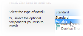 Selecting the portable installation type